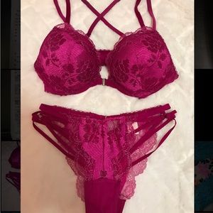 Rare Raspberry Sparkly Lingerie Set *PRICE FIRM*